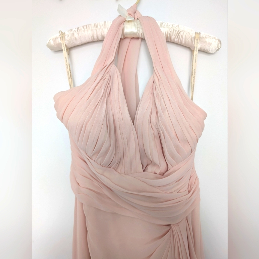 Monique Lhuillier Pink Halter Bridesmaid Dress